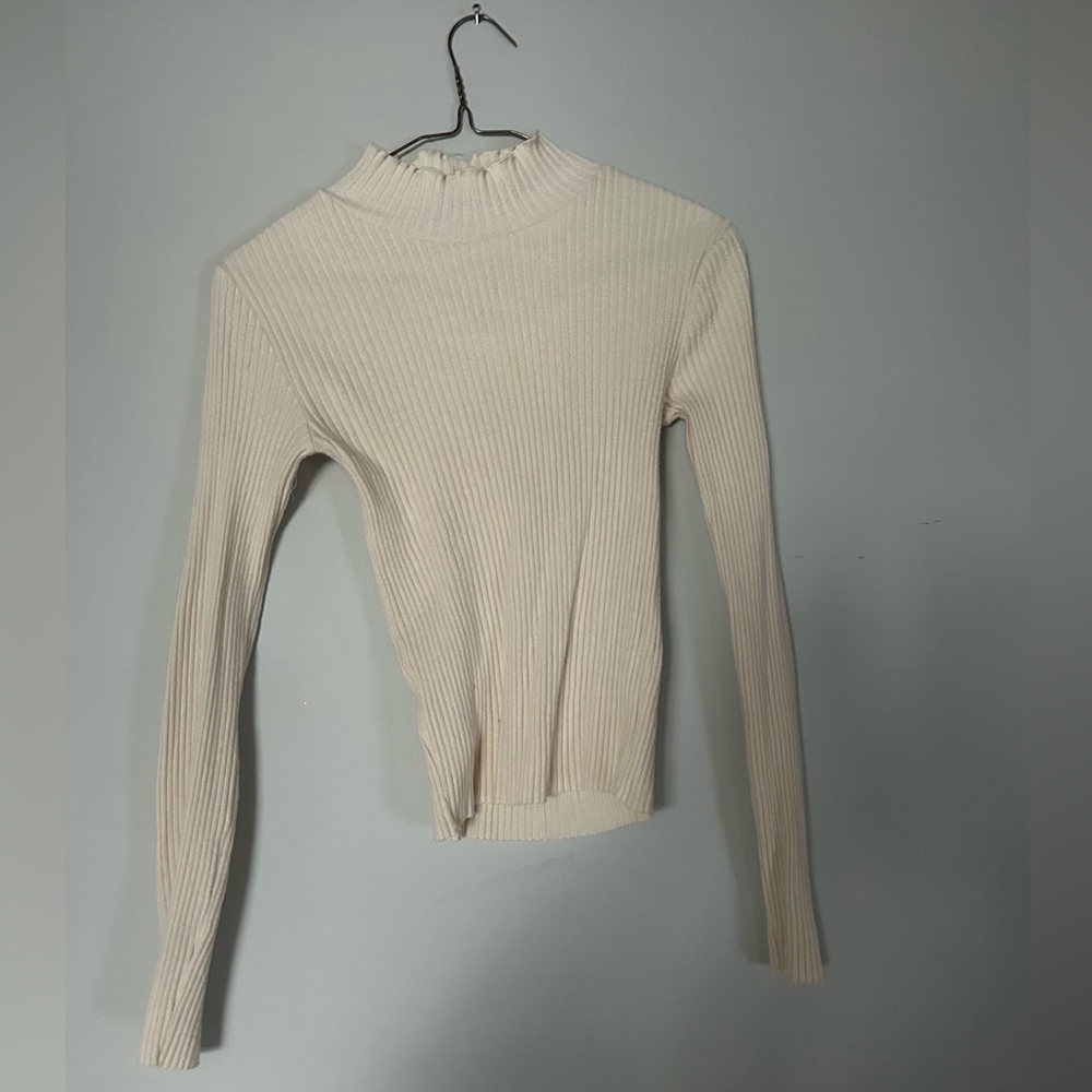 Cream ribber turtleneck + matching long skirt